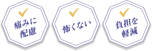 痛くない、怖くない、腫れない